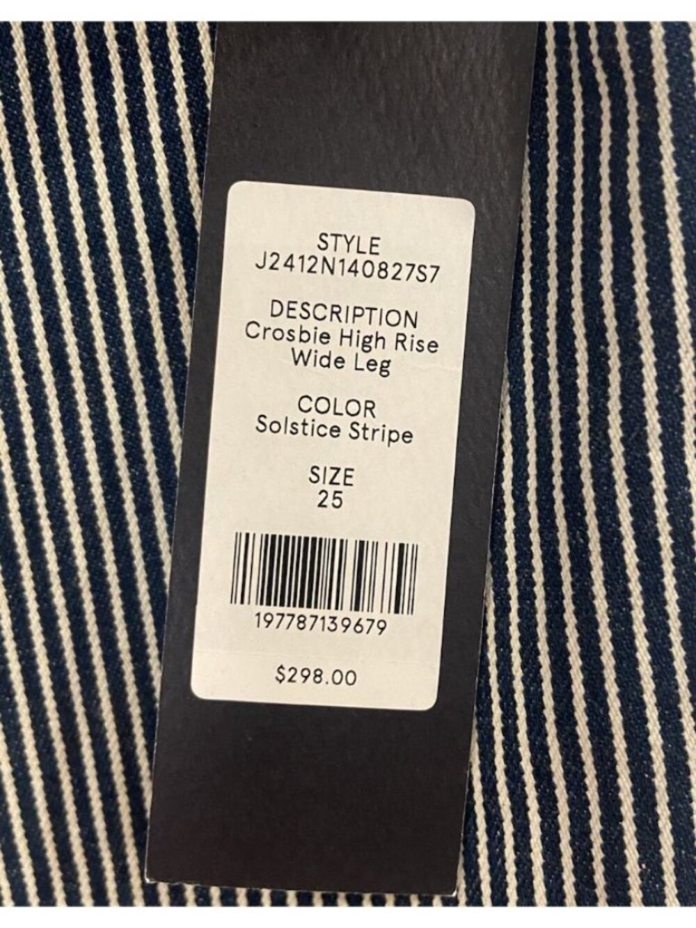 NWT Veronica Beard Jeans Crosbie High Rise Wide Leg Solstice Stripe 25 New - Picture 4 of 8